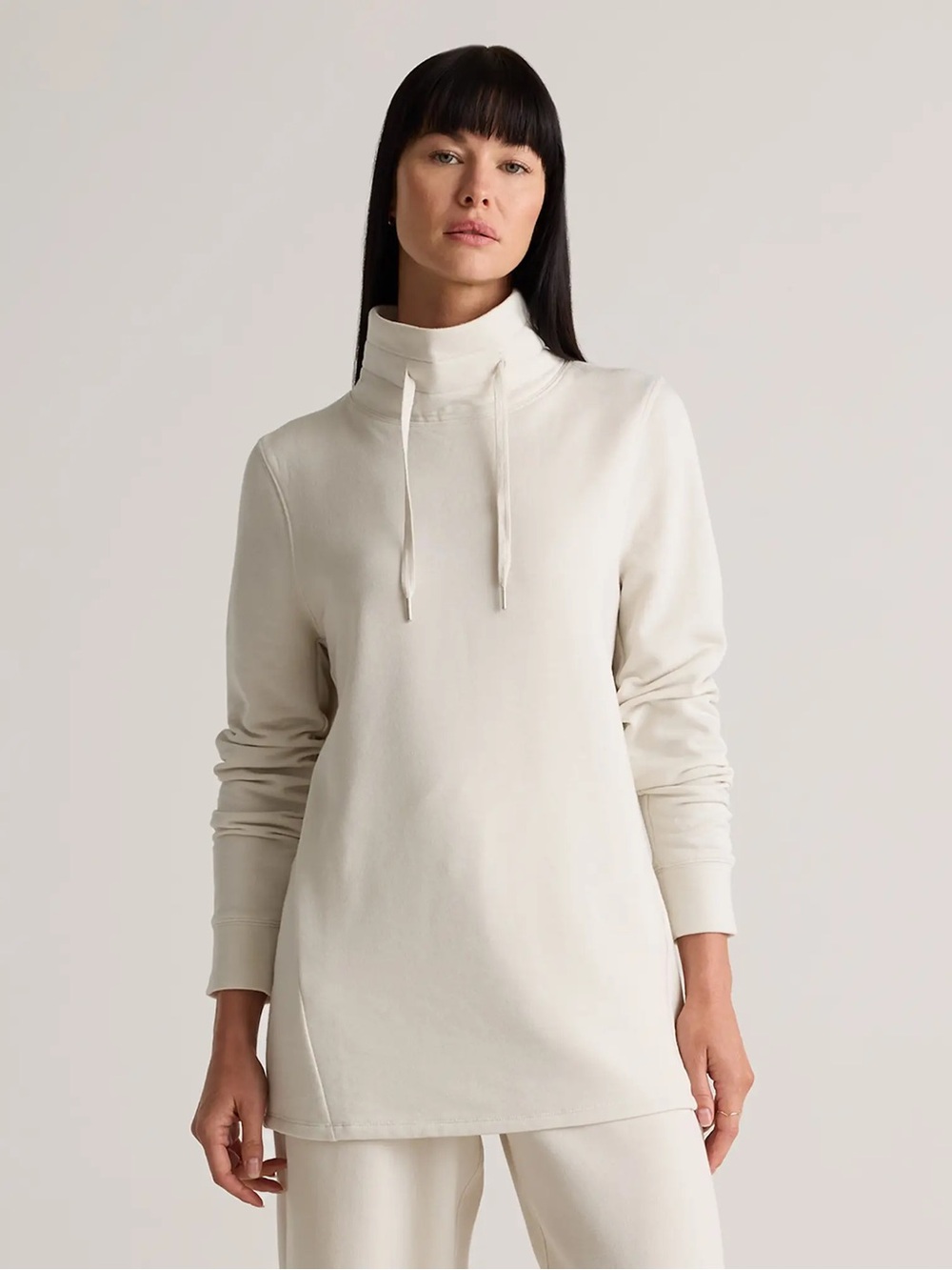 Quince Women's Super Soft Fleece Hooded Pullover Mediun Off White